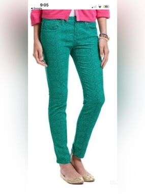 Vineyard Vines Teal Skinny Printed Pants